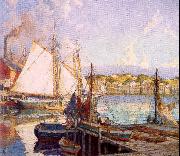 Mulhaupt, Frederick John Summer, Gloucester Harbor oil painting artist